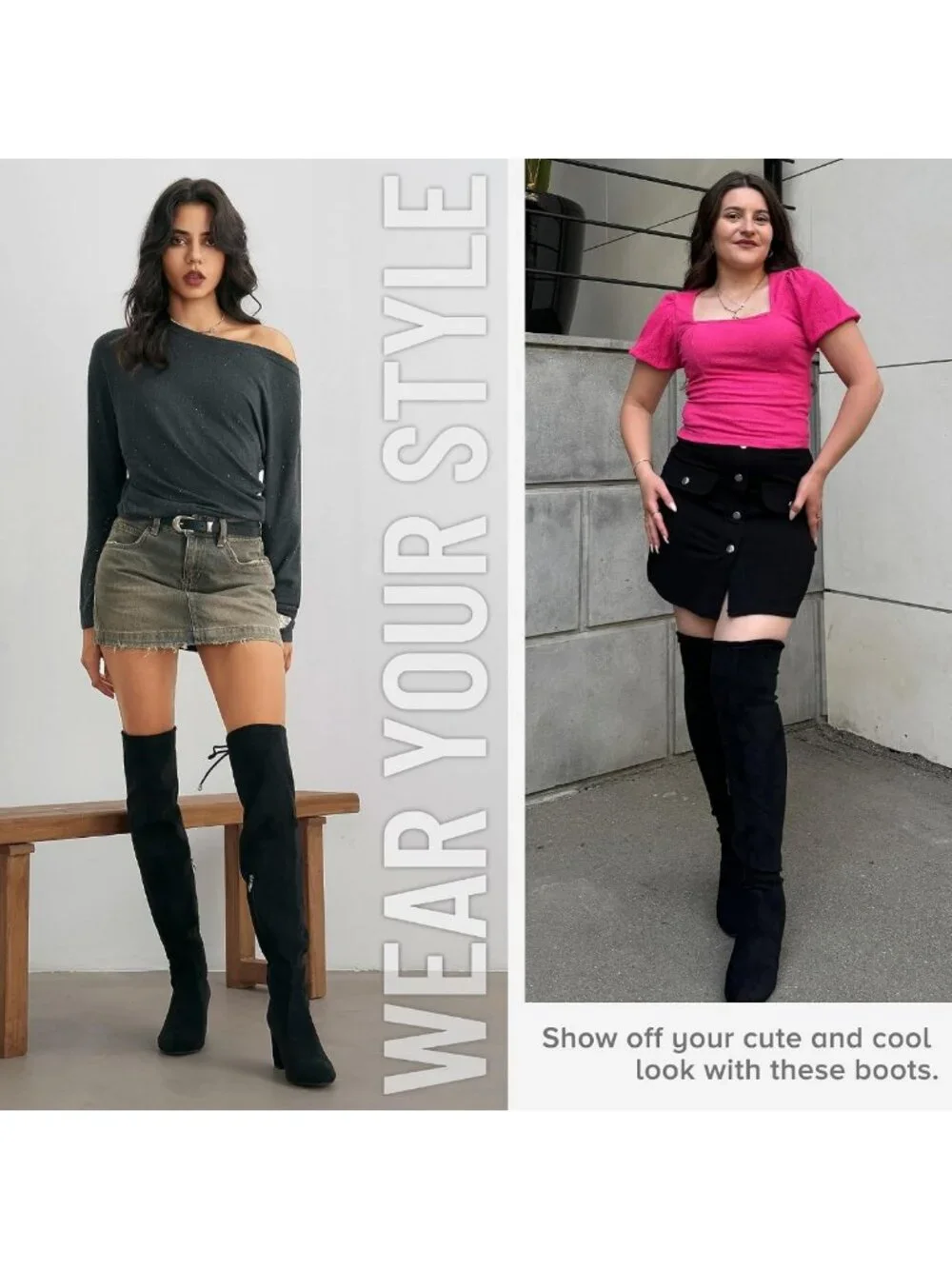 Chic Over the Knee Thigh High Boots for Women | Stylish Block Heel Footwear
